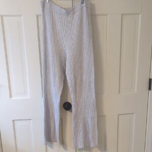 Aerie Ribbed Knit Pants in Light Gray XL Long